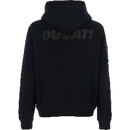 Ducati x D2 Black Sweatshirt with Drawstring Hood and Maxi Logo Lettering on the Rear in Cotton Man