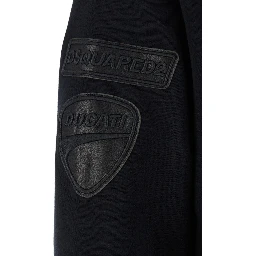 Ducati x D2 Black Sweatshirt with Drawstring Hood and Maxi Logo Lettering on the Rear in Cotton Man