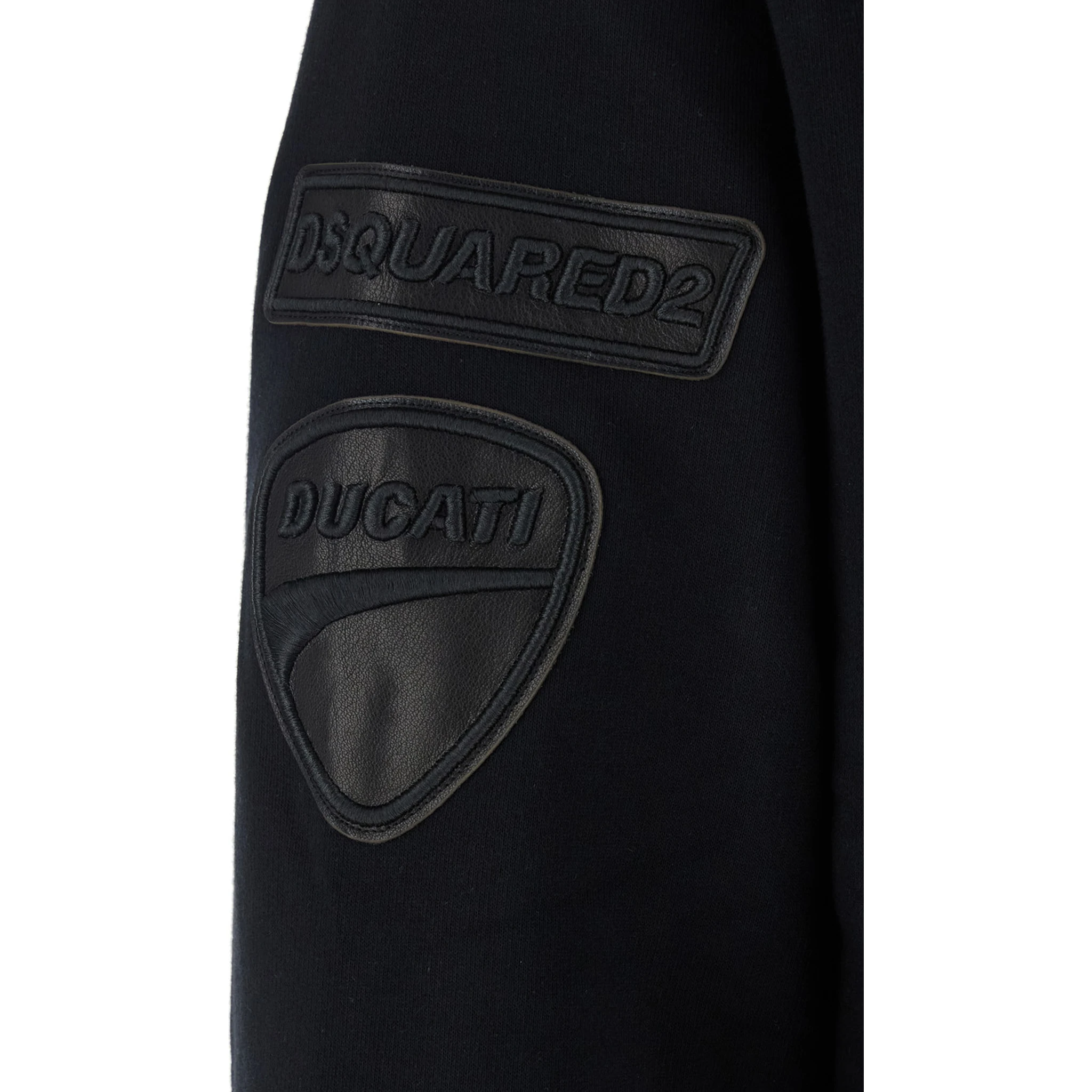 Ducati x D2 Black Sweatshirt with Drawstring Hood and Maxi Logo Lettering on the Rear in Cotton Man
