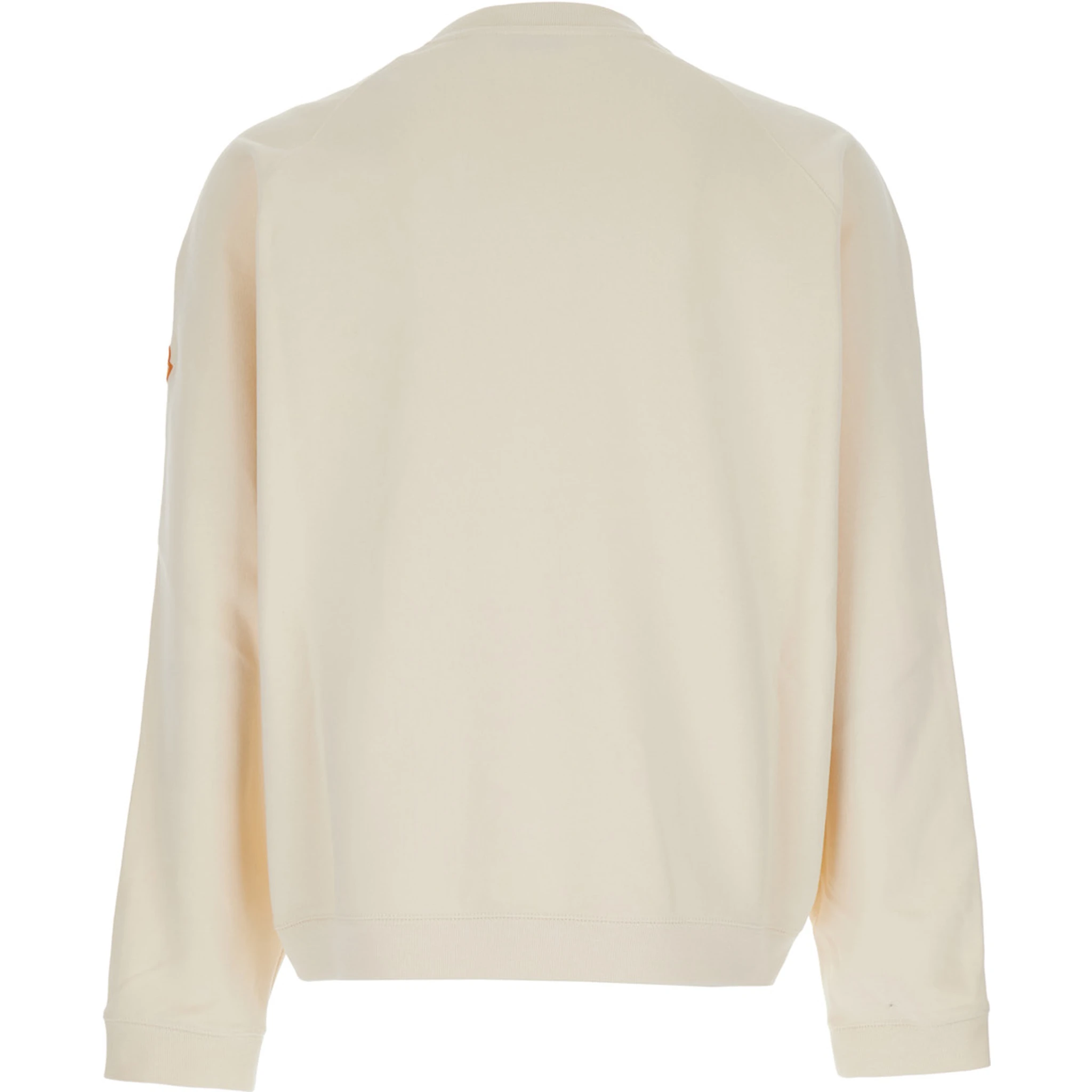 White Crewneck Sweatshirt with Logo Print on the Front and Logo Patch on the Sleeve in Cotton Man