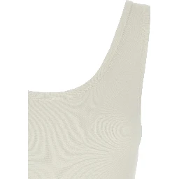 White Bodysuit with Round Neck in Silk Blend Stretch Woman