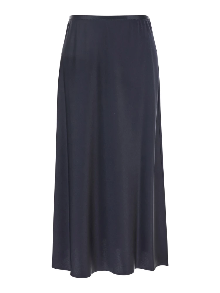 Carnet Blue Midi Skirt with Elastic Waist in Silk Woman