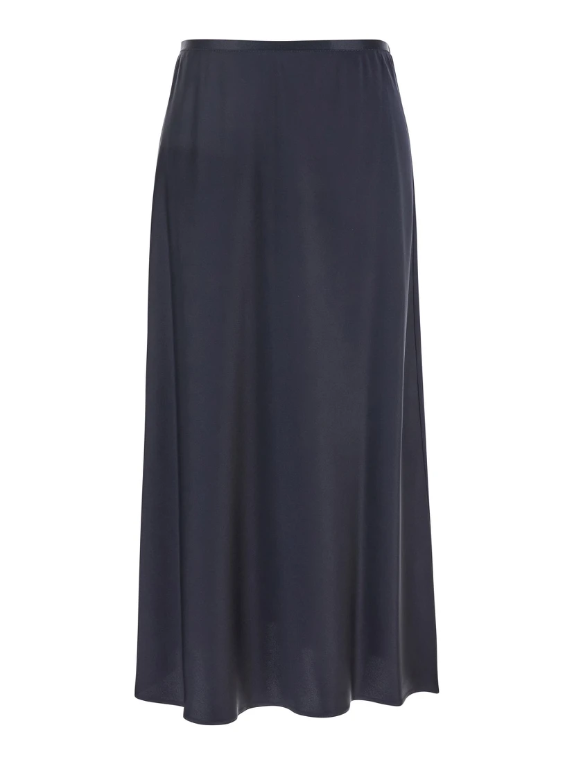 Carnet Blue Midi Skirt with Elastic Waist in Silk Woman