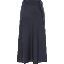 Carnet Blue Midi Skirt with Elastic Waist in Silk Woman
