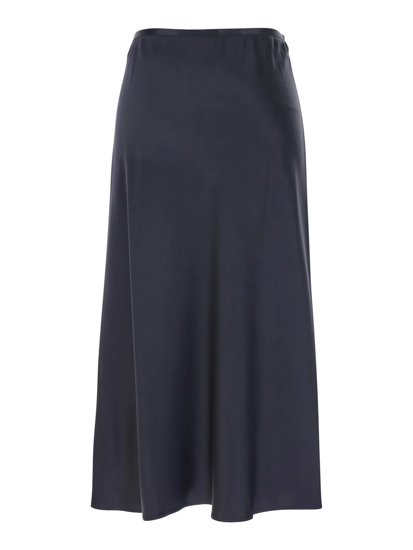 Carnet Blue Midi Skirt with Elastic Waist in Silk Woman