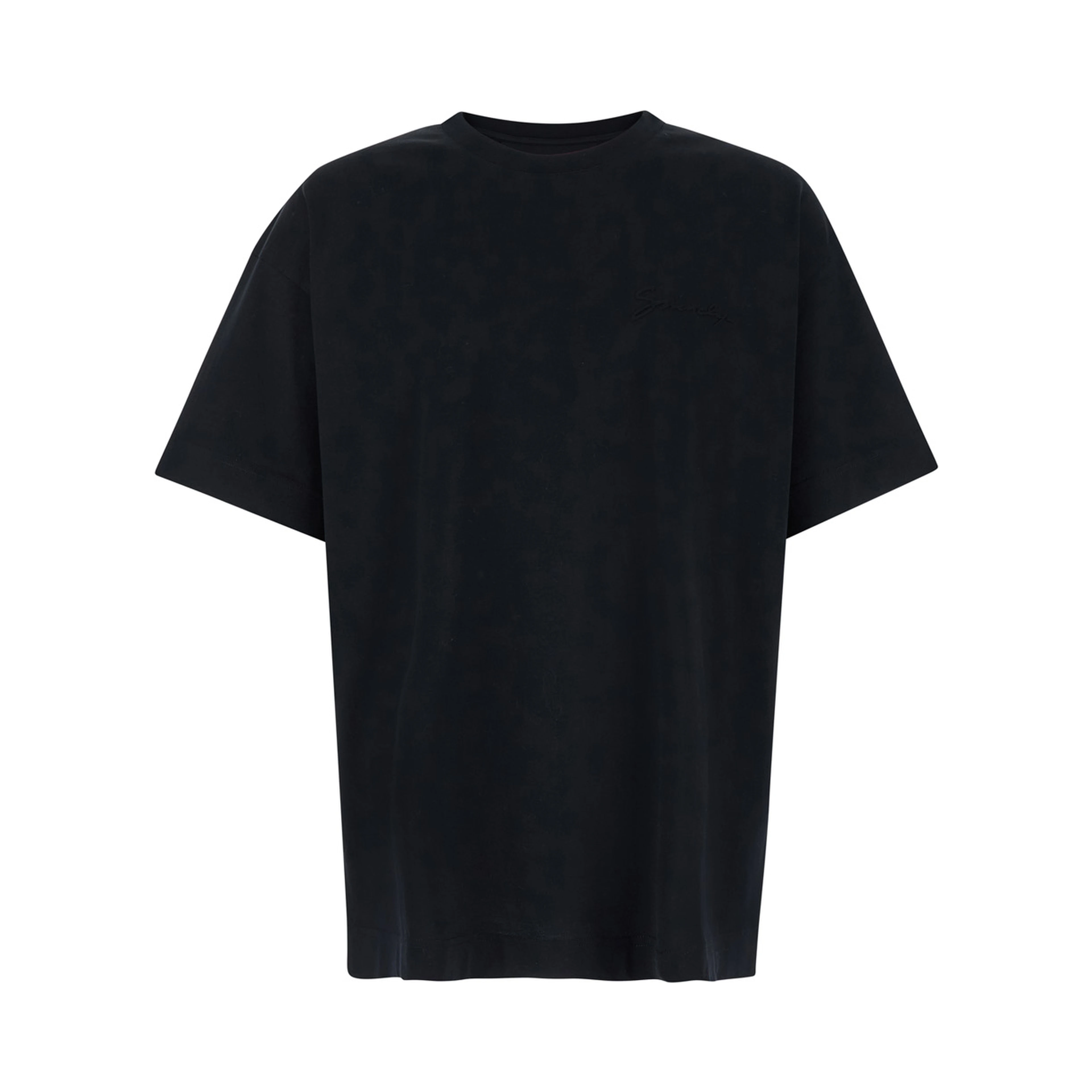 Black Crewneck T-Shirt with Logo Lettering Detail in Cotton Man