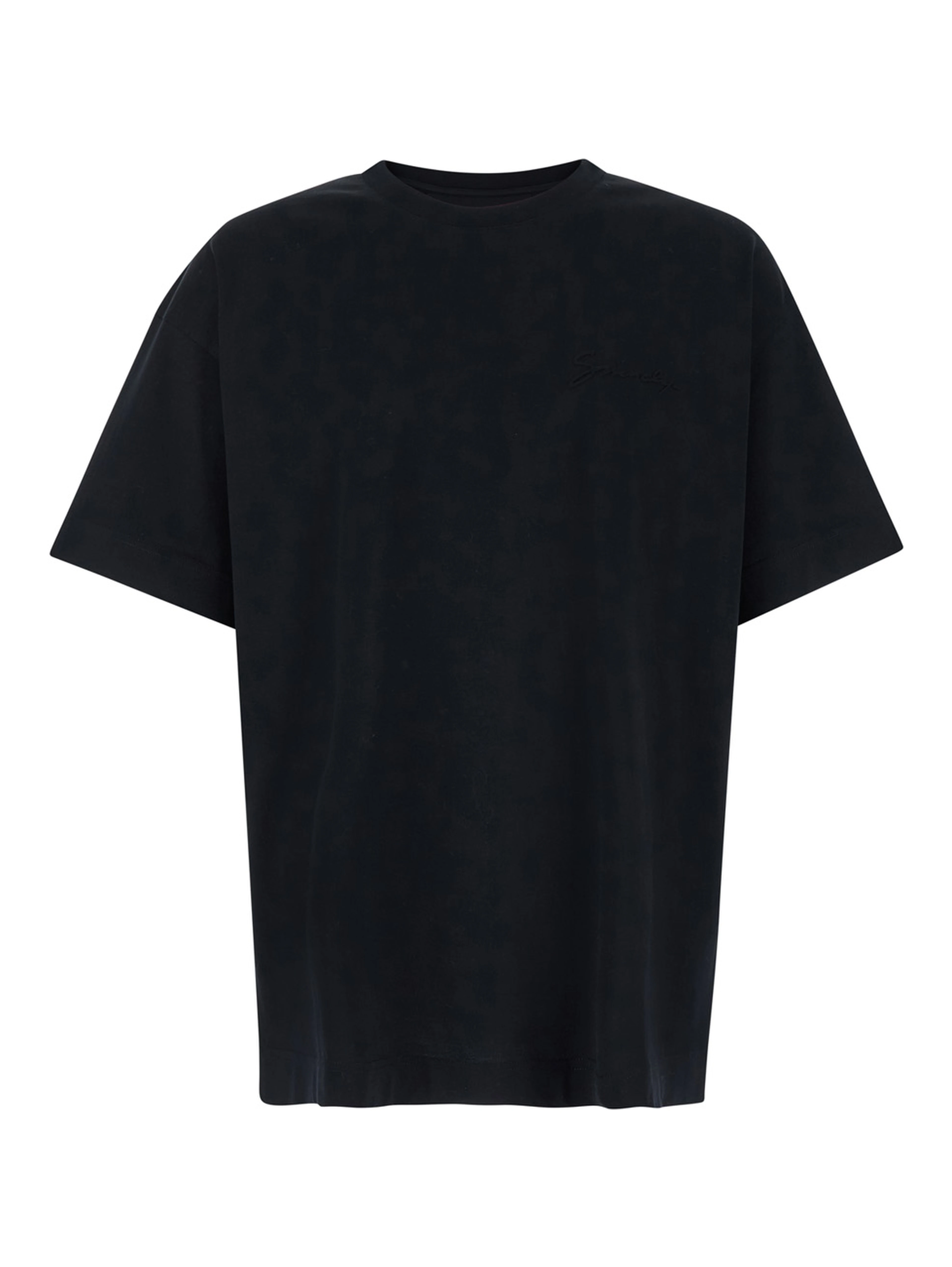 Black Crewneck T-Shirt with Logo Lettering Detail in Cotton Man