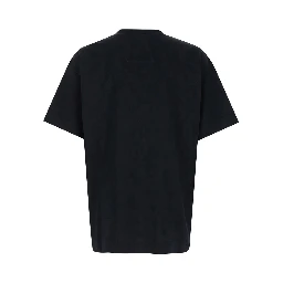 Black Crewneck T-Shirt with Logo Lettering Detail in Cotton Man
