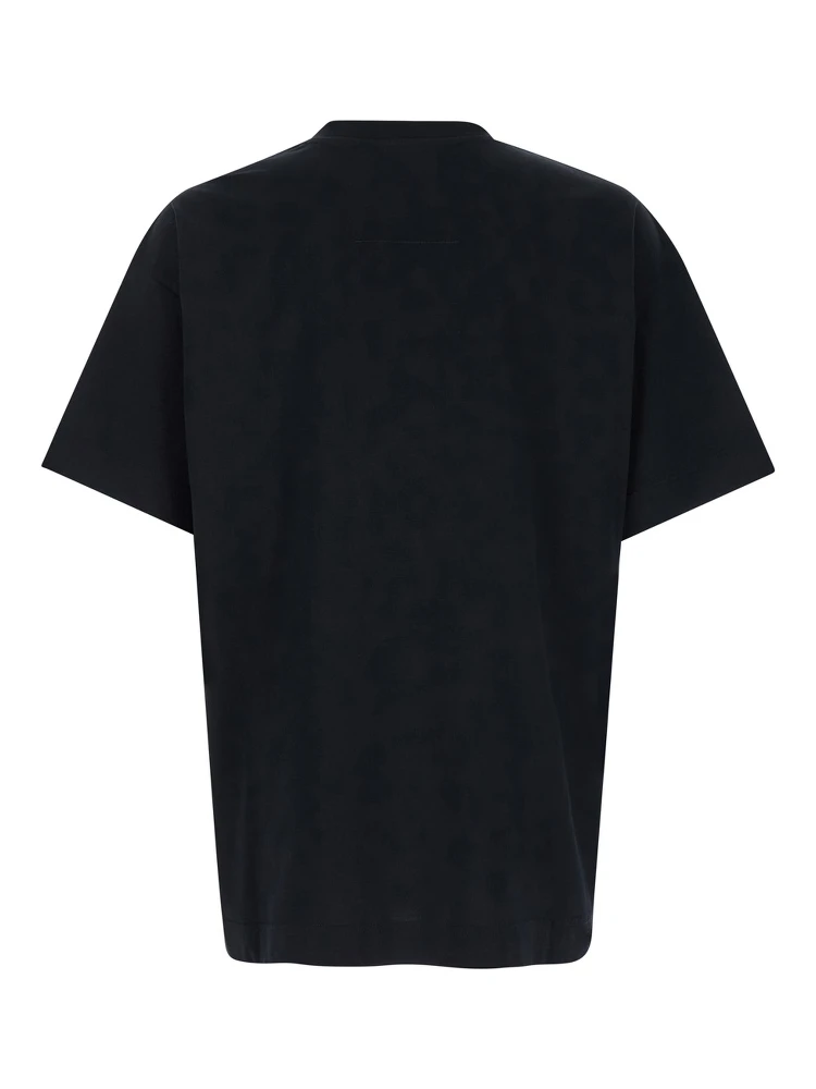 Black Crewneck T-Shirt with Logo Lettering Detail in Cotton Man alternative