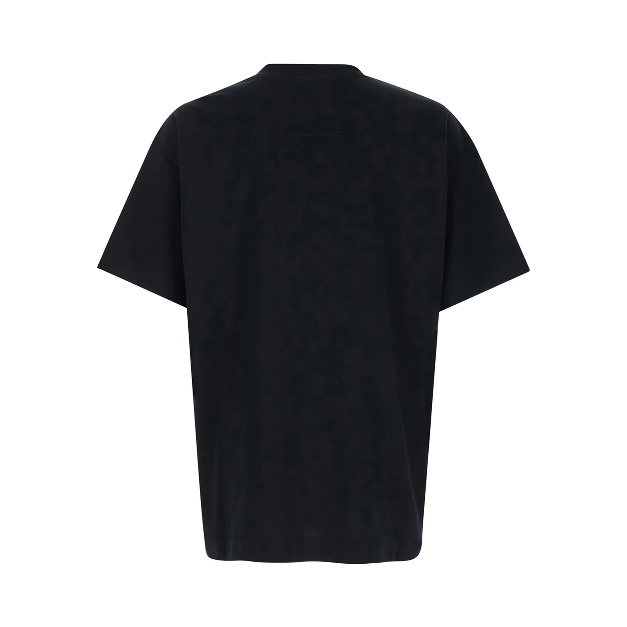 Black Crewneck T-Shirt with Logo Lettering Detail in Cotton Man