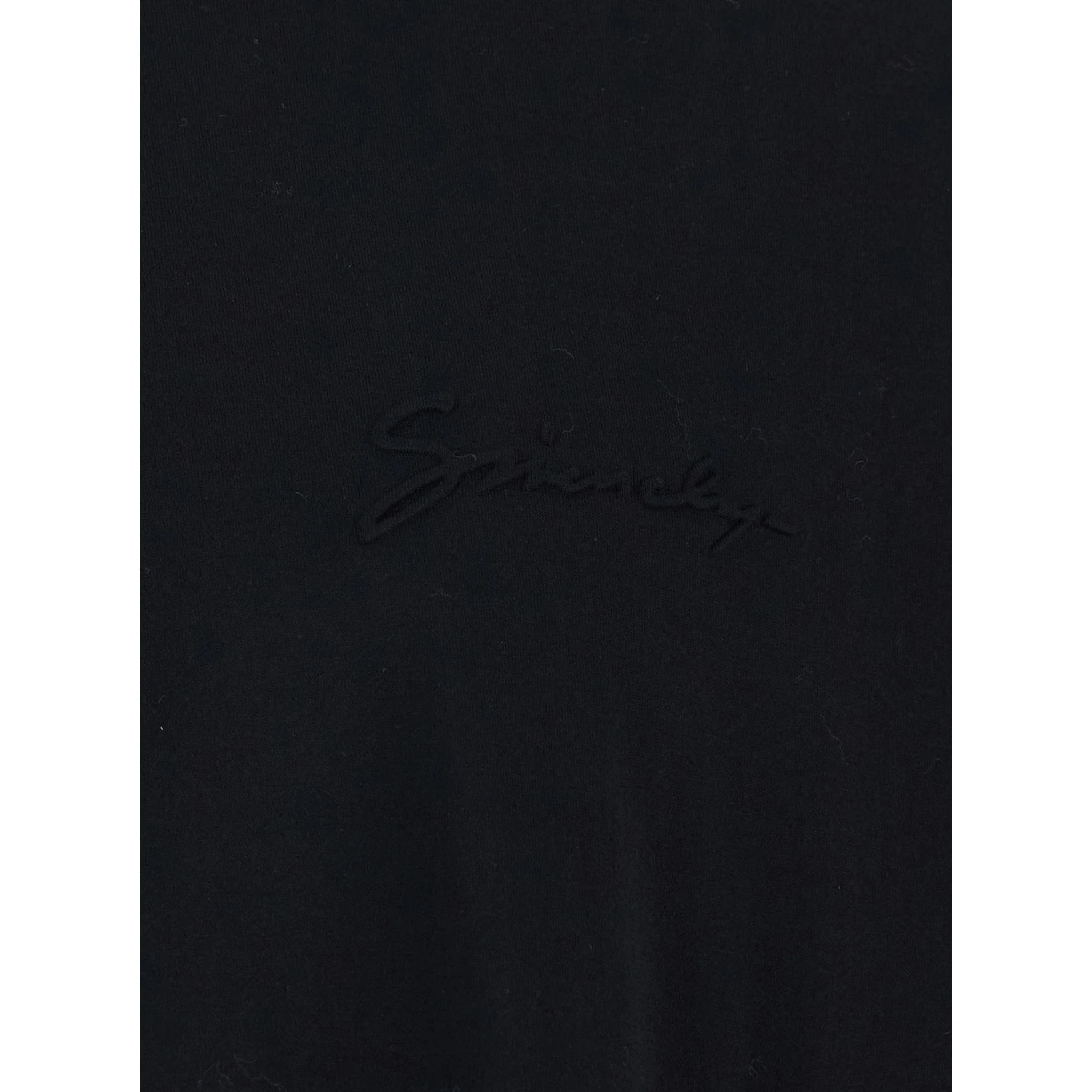 Black Crewneck T-Shirt with Logo Lettering Detail in Cotton Man