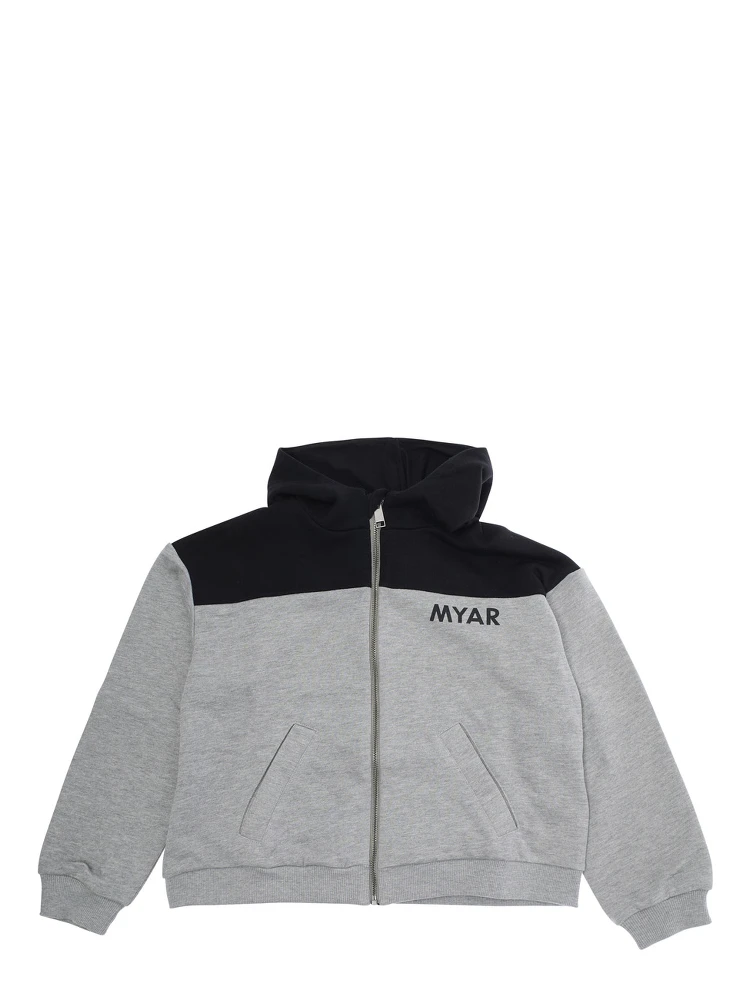 Multicolor Sweatshirt with Fixed Hood and Logo Lettering on the Front in Cotton Boy