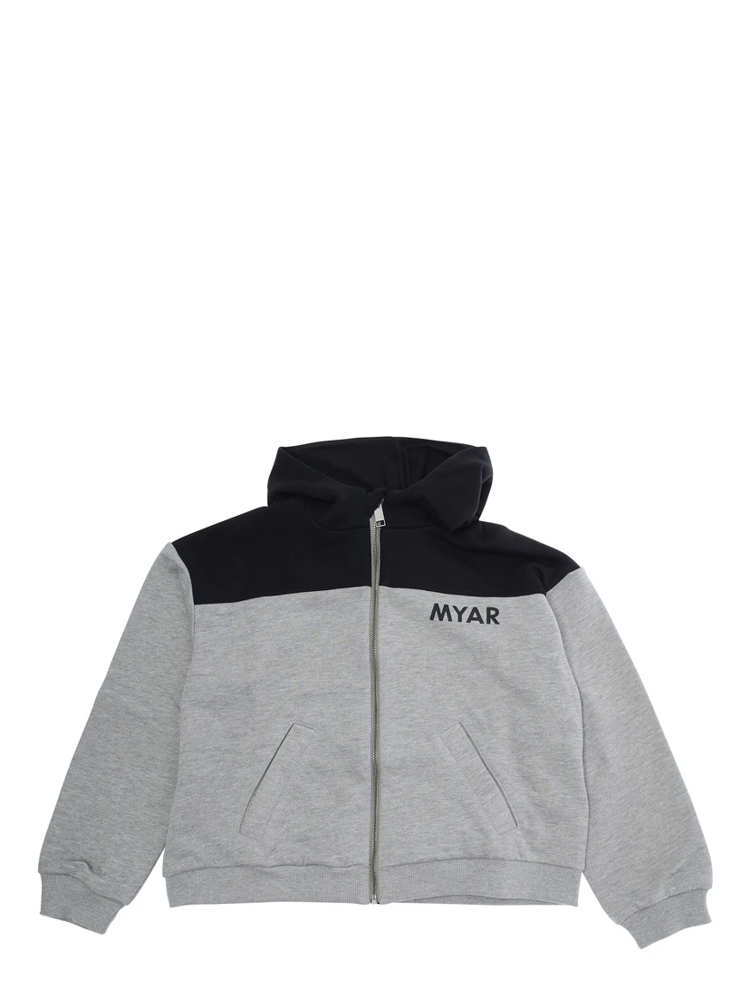 Multicolor Sweatshirt with Fixed Hood and Logo Lettering on the Front in Cotton Boy