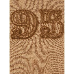 Beige Crew Neck Sweater with Front Embroidery in Wool and Cashmere Blend Woman