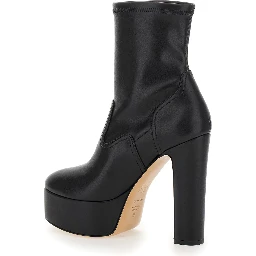 “Patty” Black Ankle Boots with High Heel and Platform in Leather Woman