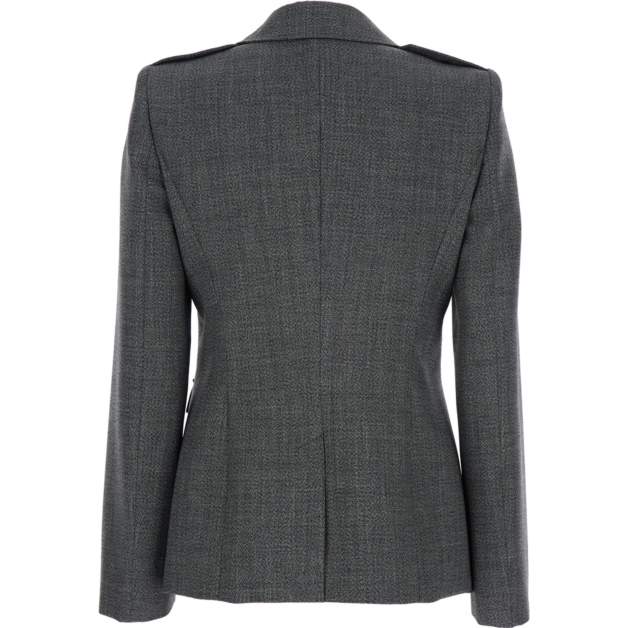 Grey Jacket with Wide Notched Revers in Wool Woman