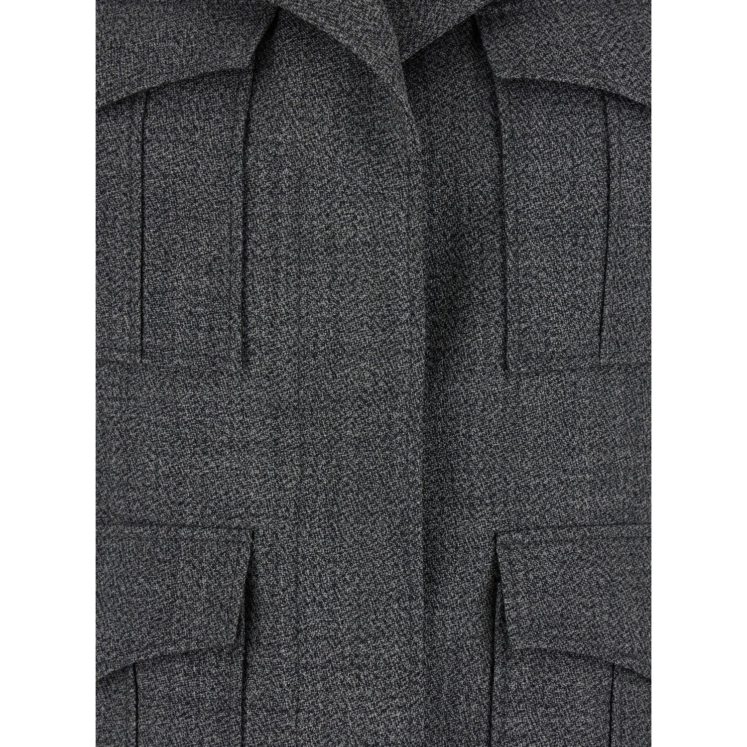 Grey Jacket with Wide Notched Revers in Wool Woman