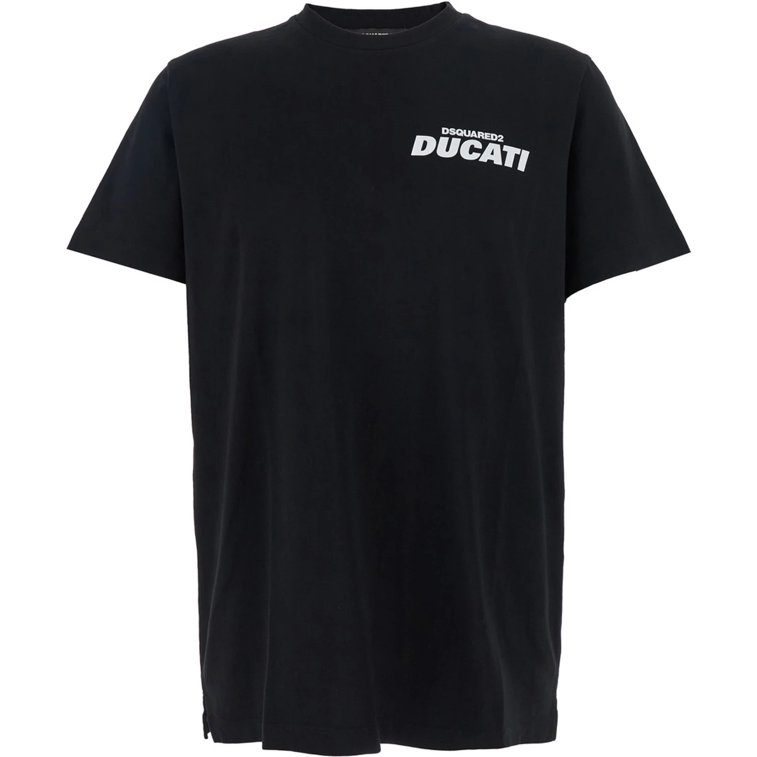 Ducati x D2 Black T-Shirt with Logo on the Front in Cotton Man