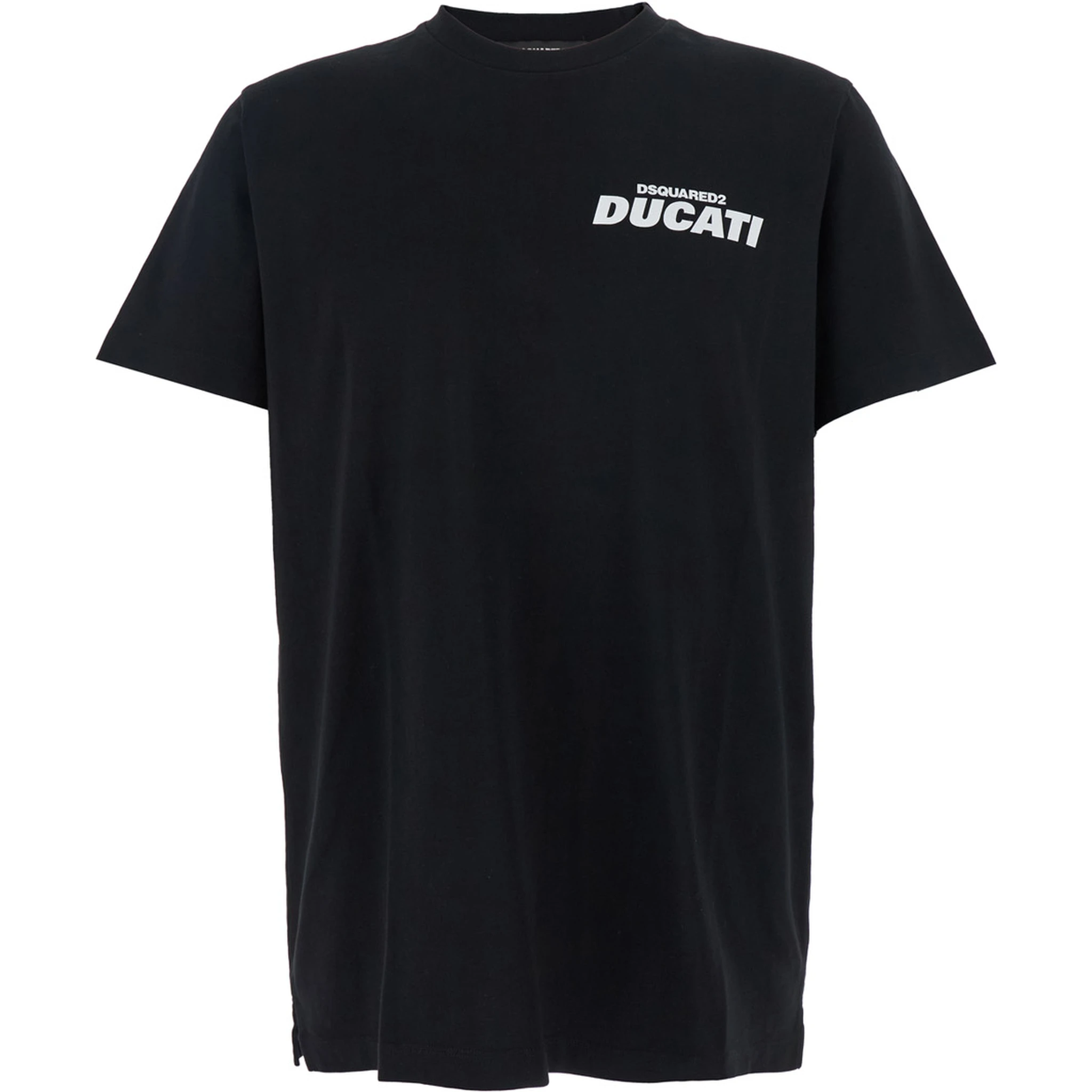 Ducati x D2 Black T-Shirt with Logo on the Front in Cotton Man