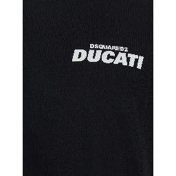 Ducati x D2 Black T-Shirt with Logo on the Front in Cotton Man
