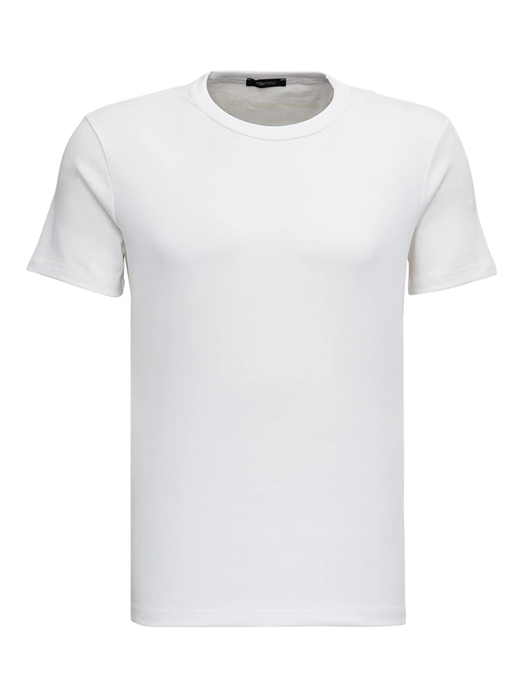 White Cotton Crew neck T-Shirt Man Tom Ford