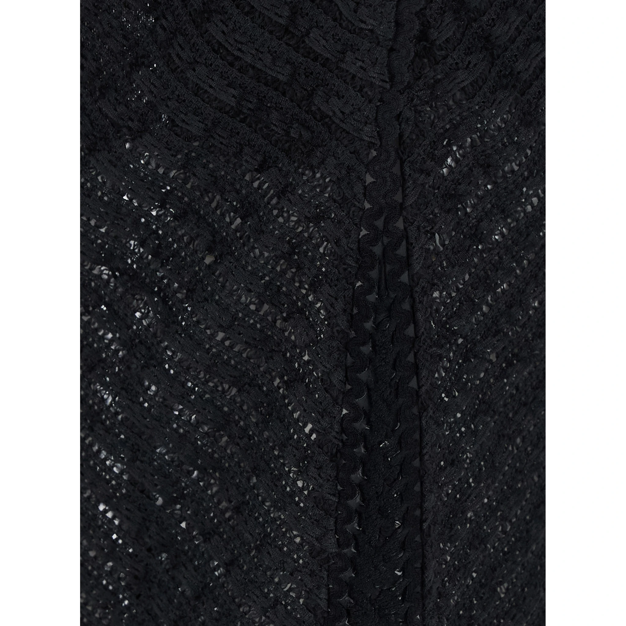 Erin Black Long Skirt with Side Single Slit and All-Over Embroidery in Tech Fabric Woman