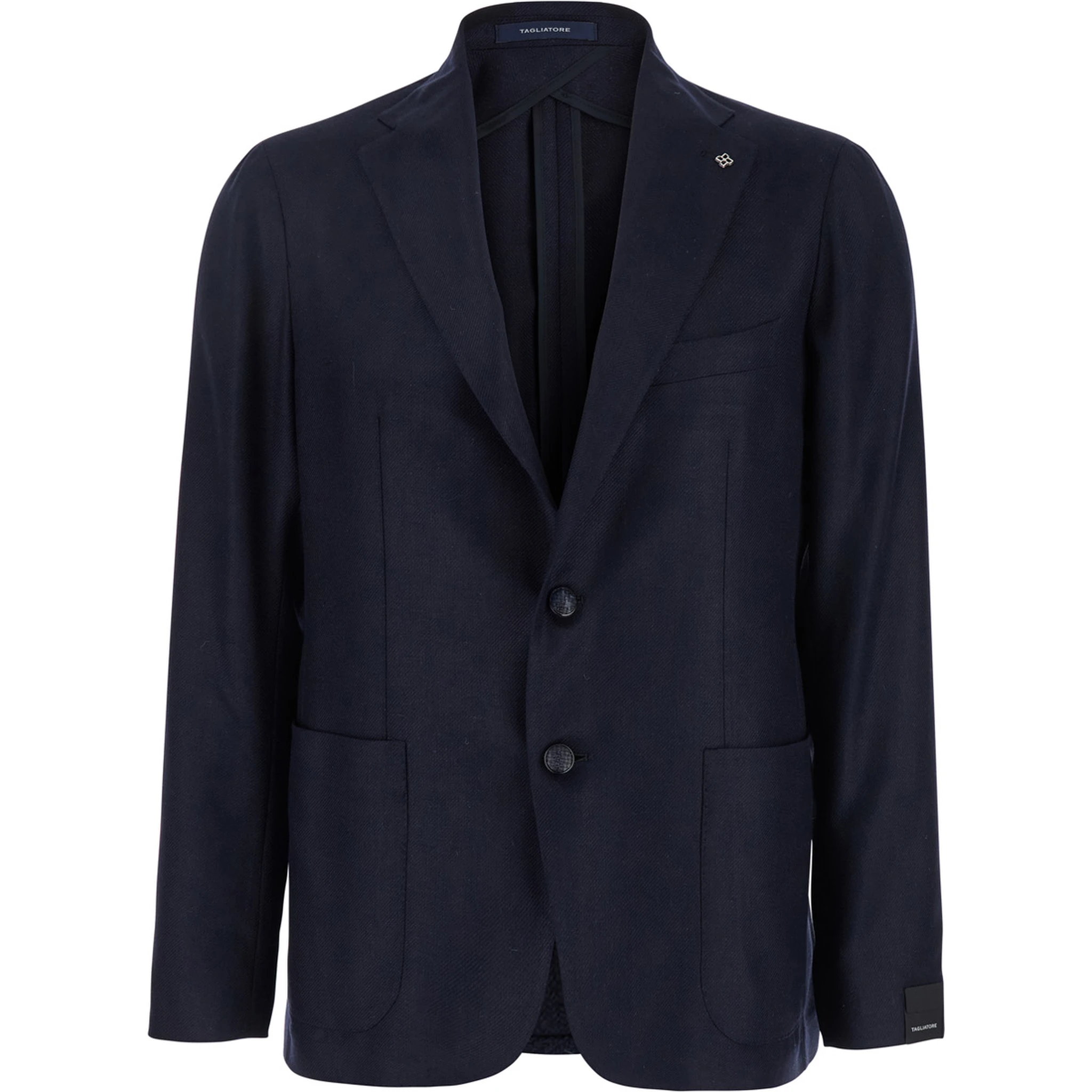 Montecarlo Blue Single-Breasted Jacket with Notched Revers in Silk Man