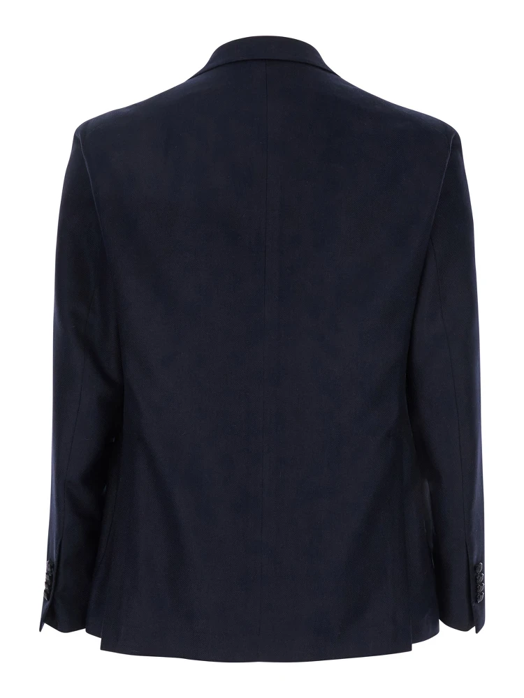 Montecarlo Blue Single-Breasted Jacket with Notched Revers in Silk Man alternative