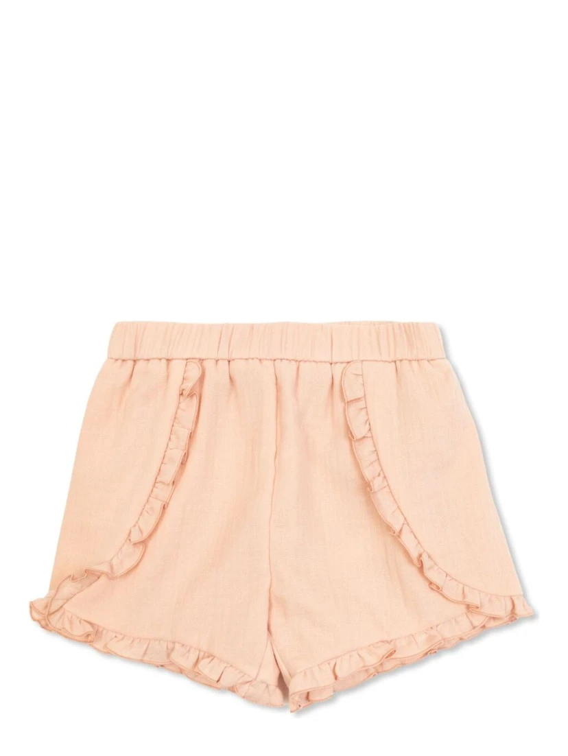 Pink Shorts with Applied Logo Patch on the Back in Cotton Baby