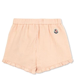 Pink Shorts with Applied Logo Patch on the Back in Cotton Baby
