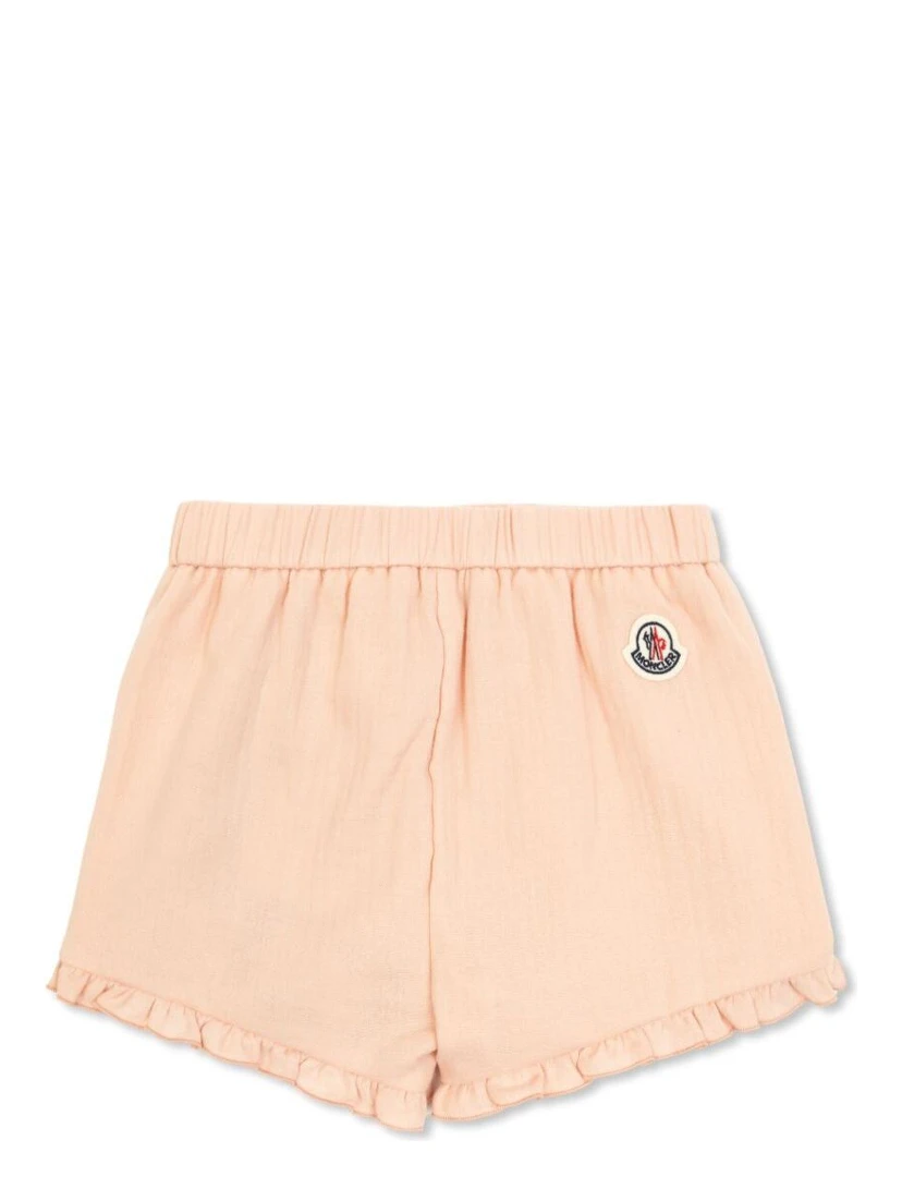 Pink Shorts with Applied Logo Patch on the Back in Cotton Baby