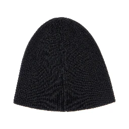 Black Beanie with Logo Patch in Cashmere Man
