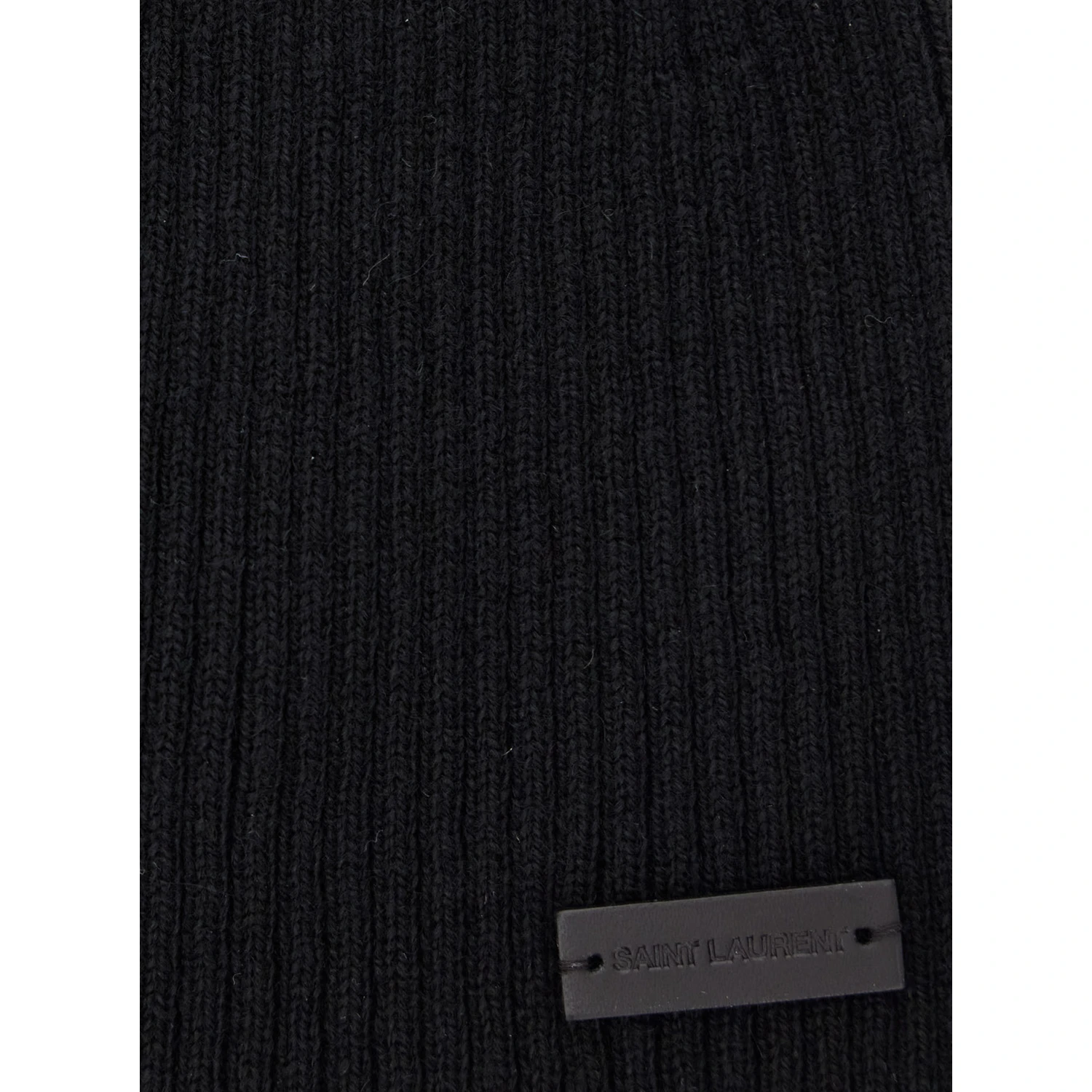 Black Beanie with Logo Patch in Cashmere Man