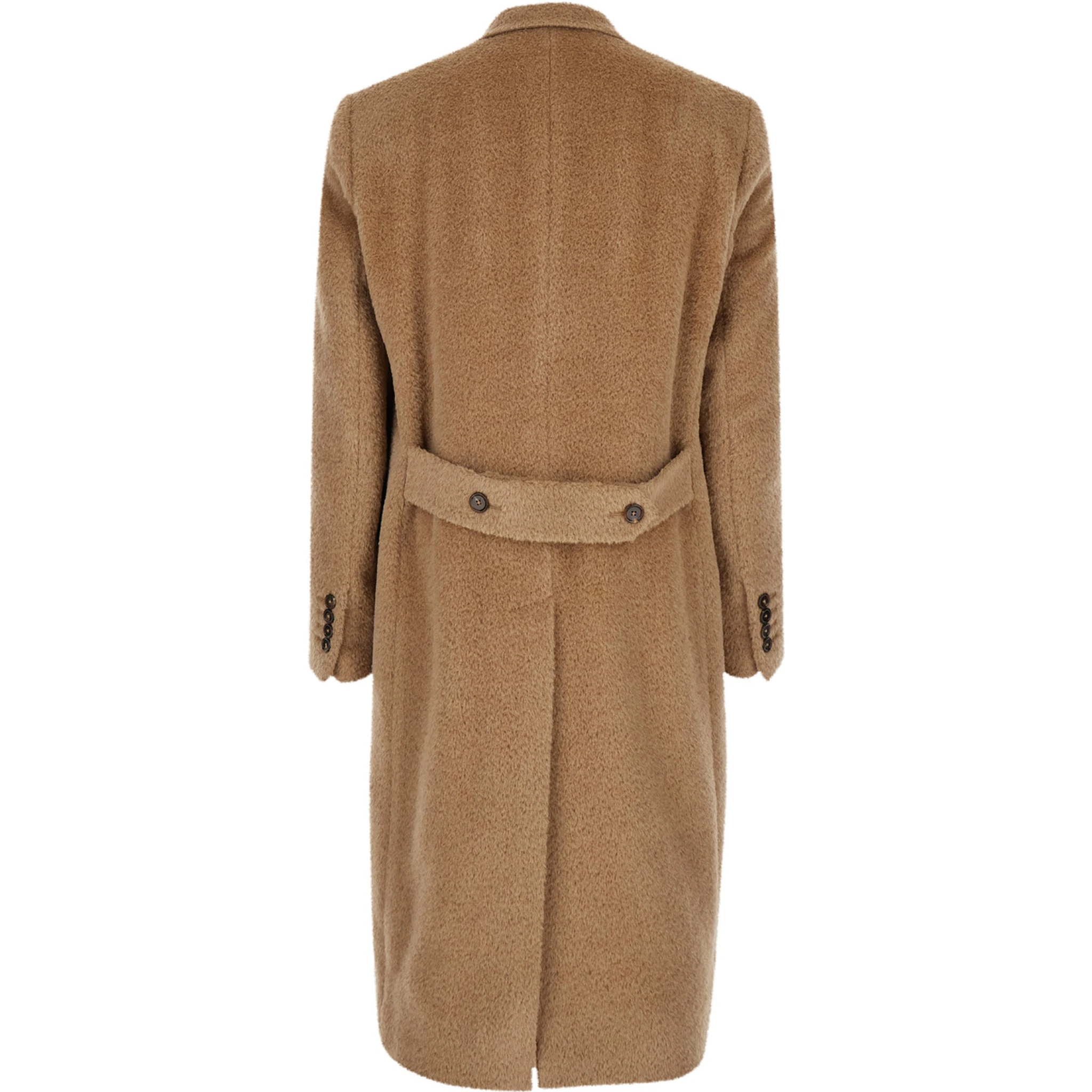 Beige Double-Breasted Coat with Peak Revers in Wool Blend Man