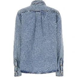 Light Blue Shirt with Patch Pocket in Denim Woman
