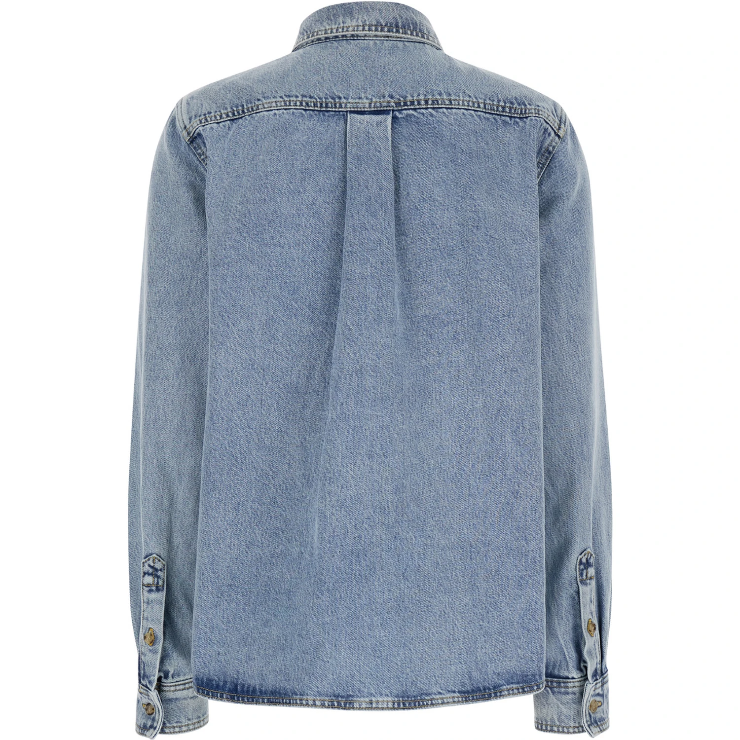 Light Blue Shirt with Patch Pocket in Denim Woman