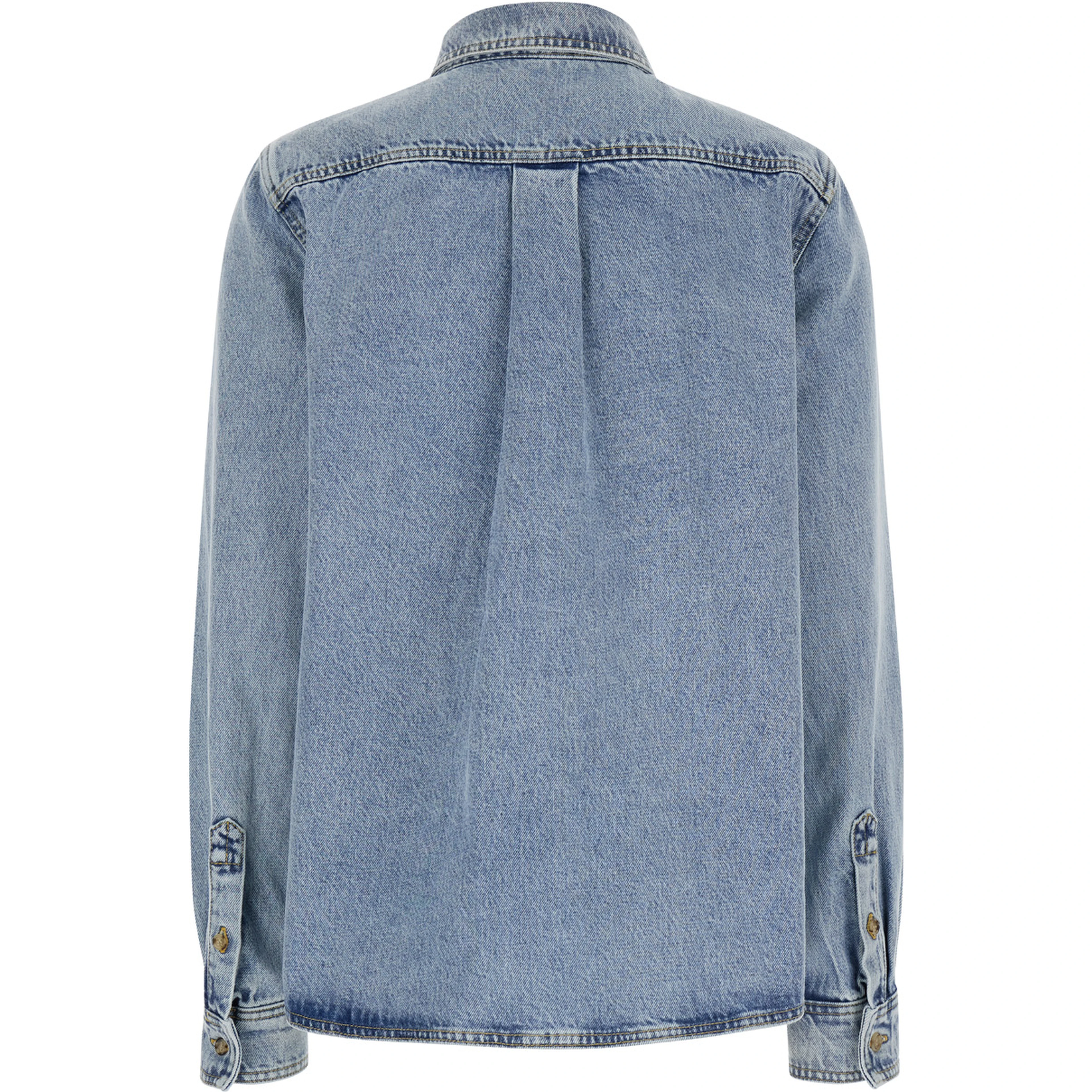 Light Blue Shirt with Patch Pocket in Denim Woman