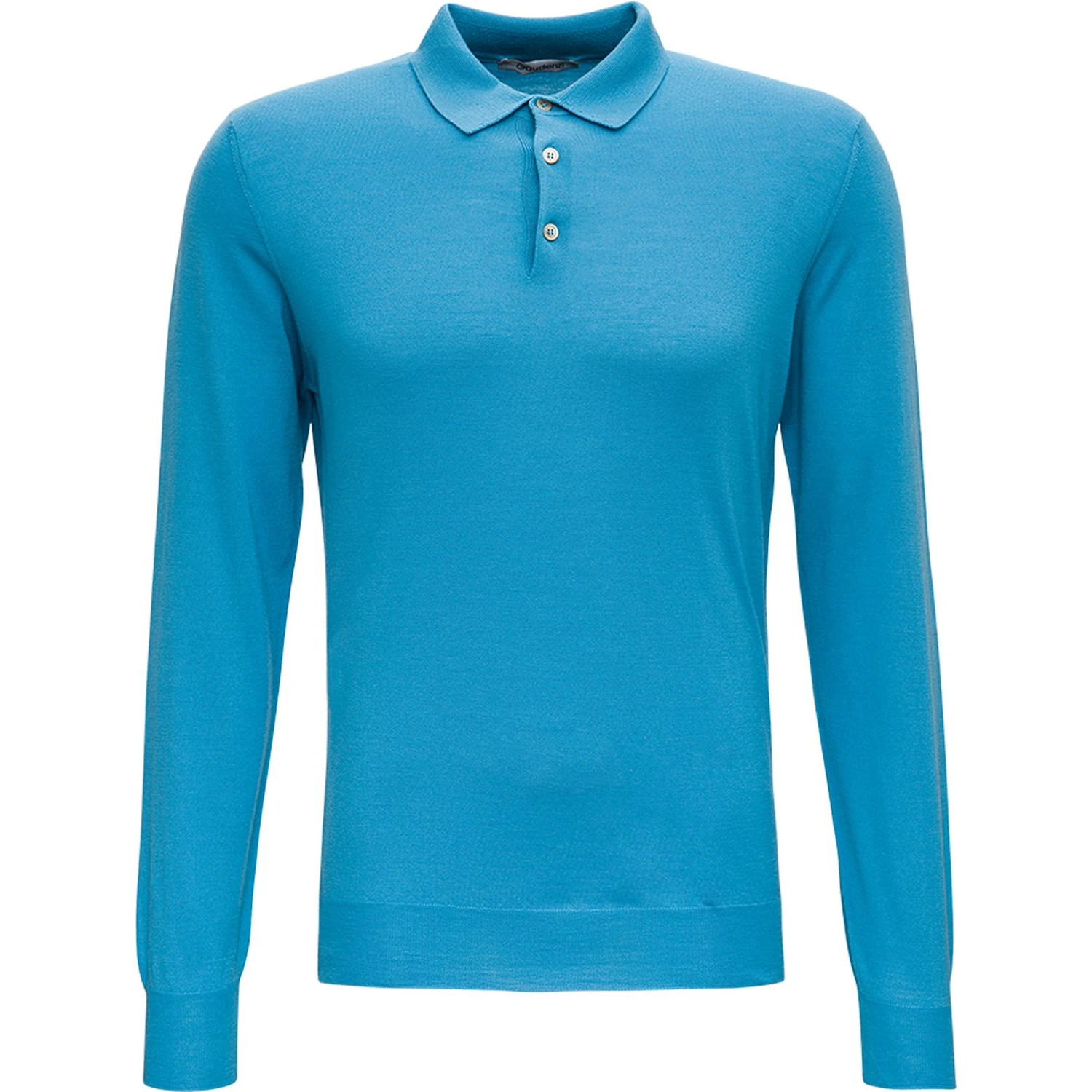 Light Blue Long Sleeveed Polo Shirt in Wool and Silk
