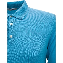 Light Blue Long Sleeveed Polo Shirt in Wool and Silk