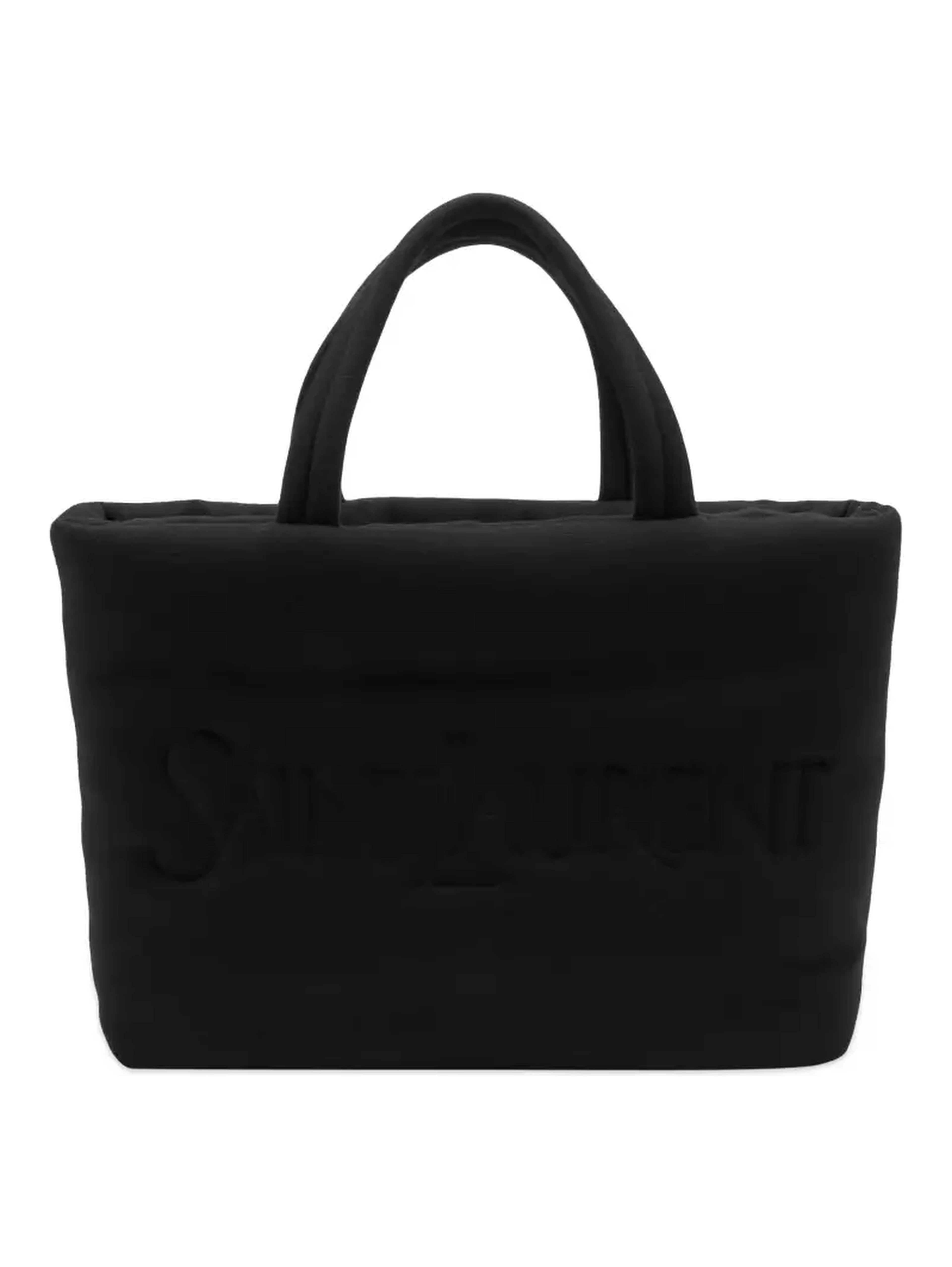 Black embossed wool tote bag