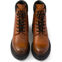 Leather and Re-Nylon ankle boots