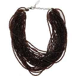 Brown Multi-Strand Necklace with Faceted Beads and Rear Spring-Ring Closure in Brass and Glass Woman