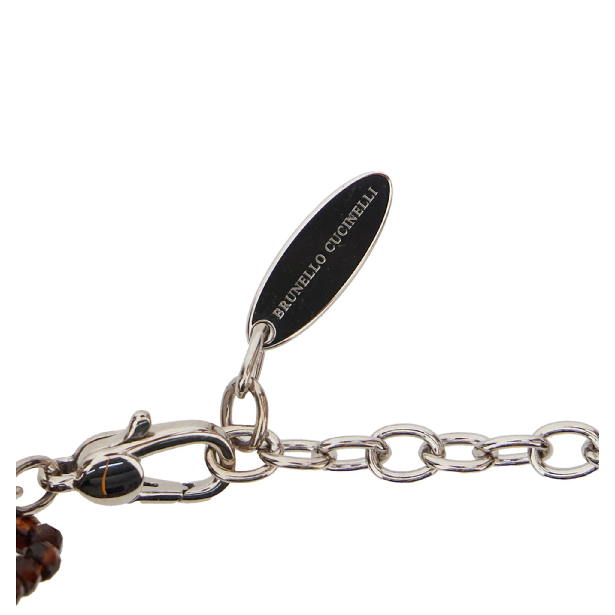 Brown Multi-Strand Necklace with Faceted Beads and Rear Spring-Ring Closure in Brass and Glass Woman