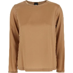 Beige Long Sleeves Blouse in Silk Woman