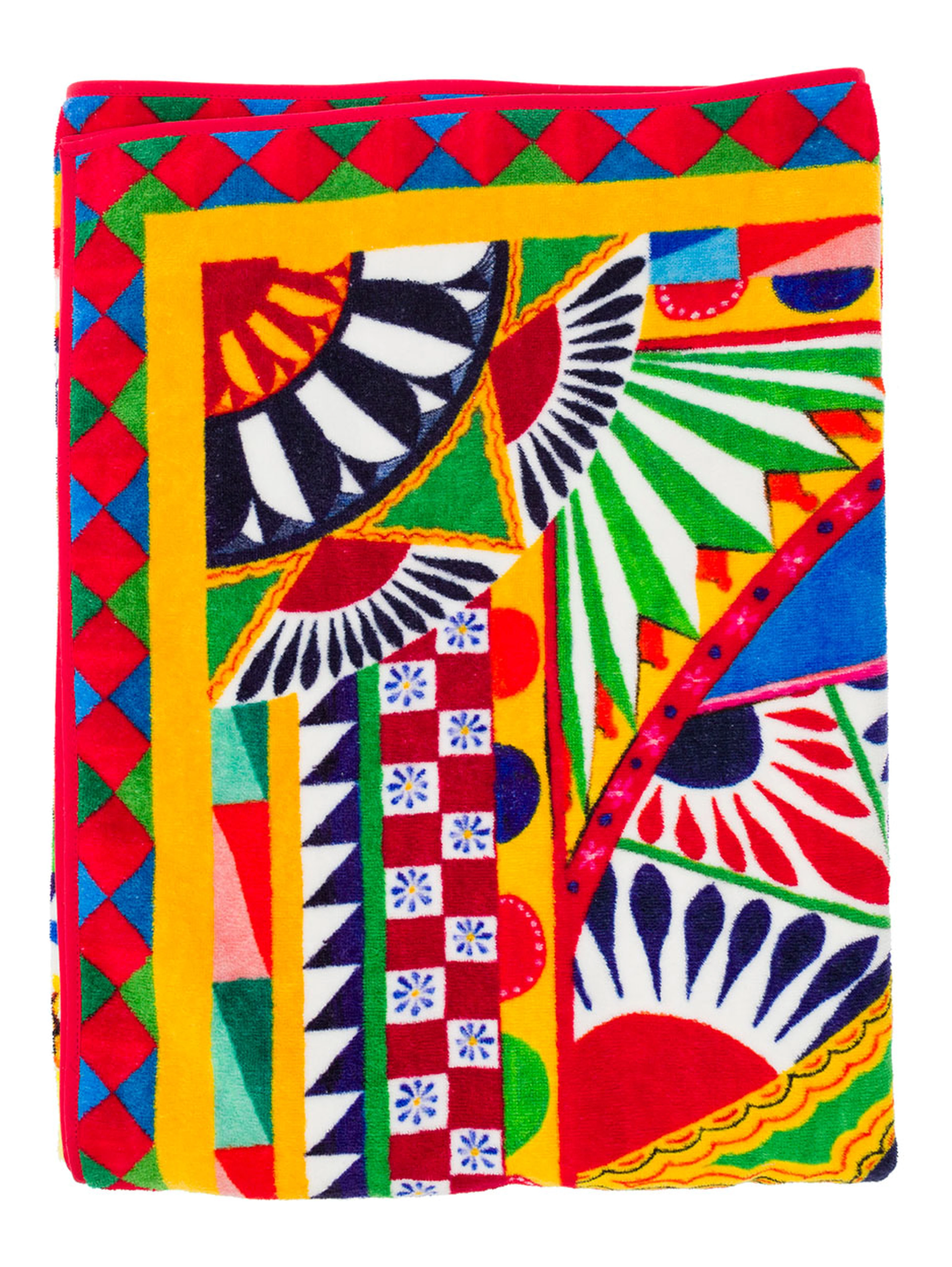 Multicolor Bath Towel wirh All-Over Carretto Print in Cotton Dolce & Gabbana