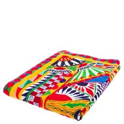 Multicolor Bath Towel wirh All-Over Carretto Print in Cotton Dolce & Gabbana