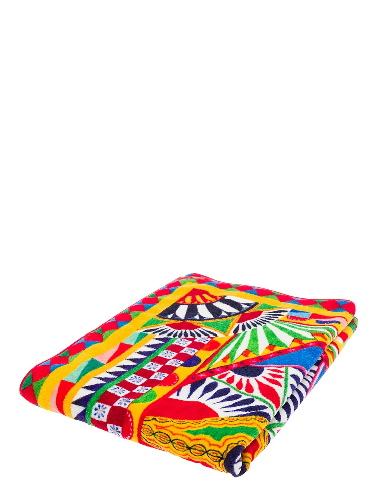 Multicolor Bath Towel wirh All-Over Carretto Print in Cotton Dolce & Gabbana alternative