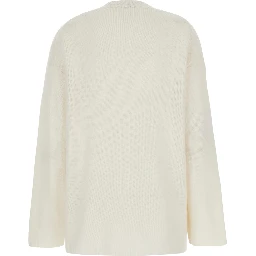 White Relaxed Crewneck Sweater in Cashmere Woman