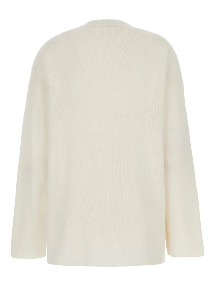 White Relaxed Crewneck Sweater in Cashmere Woman alternative