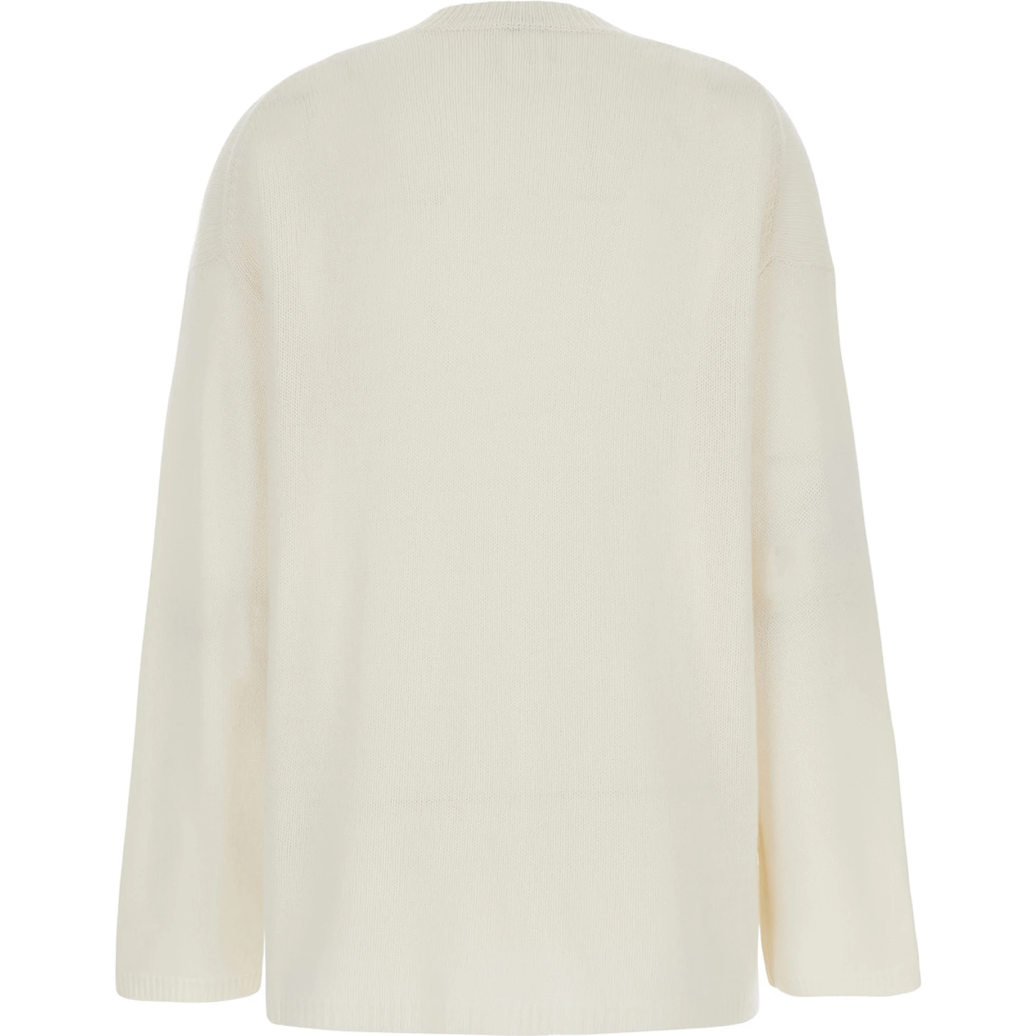 White Relaxed Crewneck Sweater in Cashmere Woman